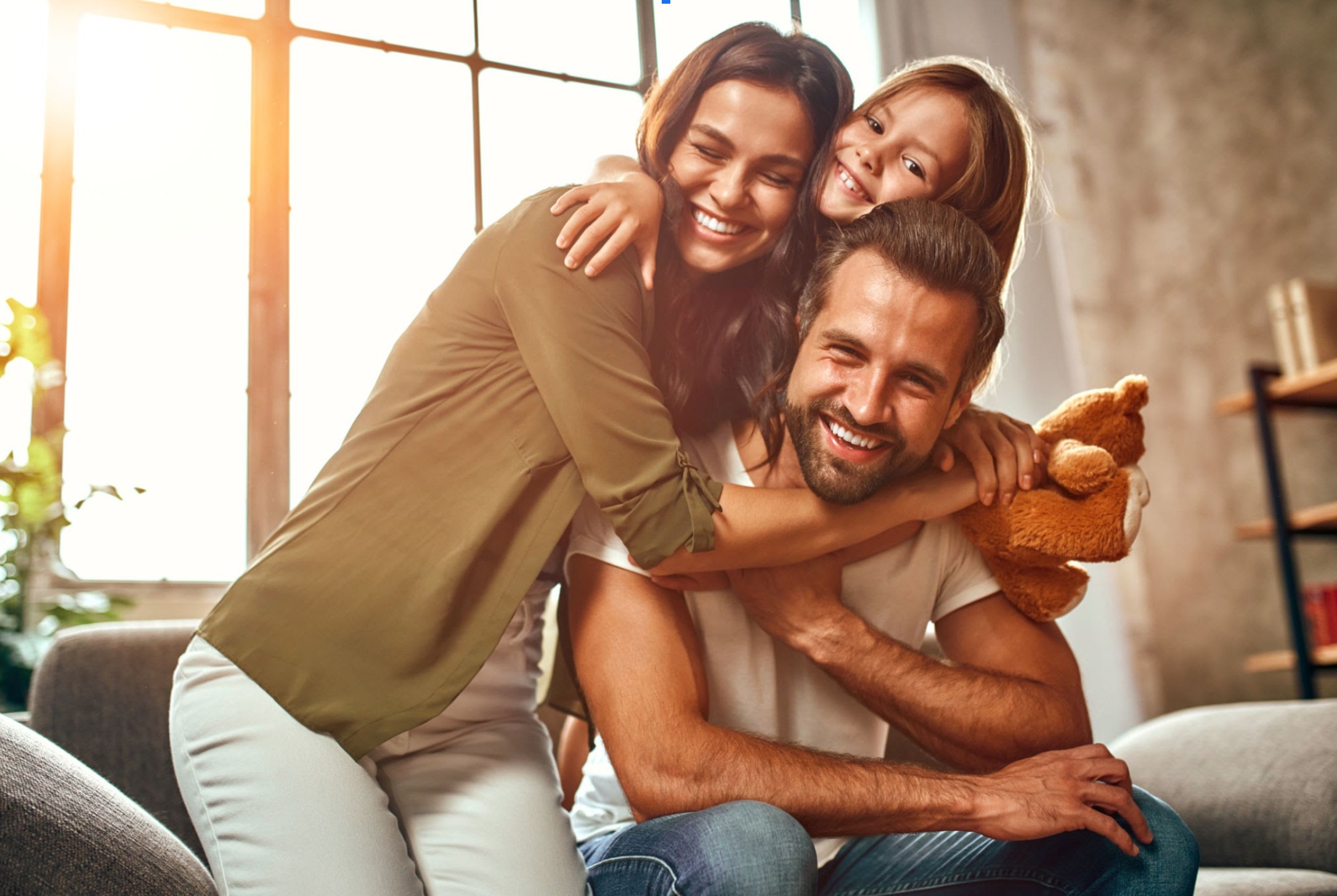 Happy family in their new home